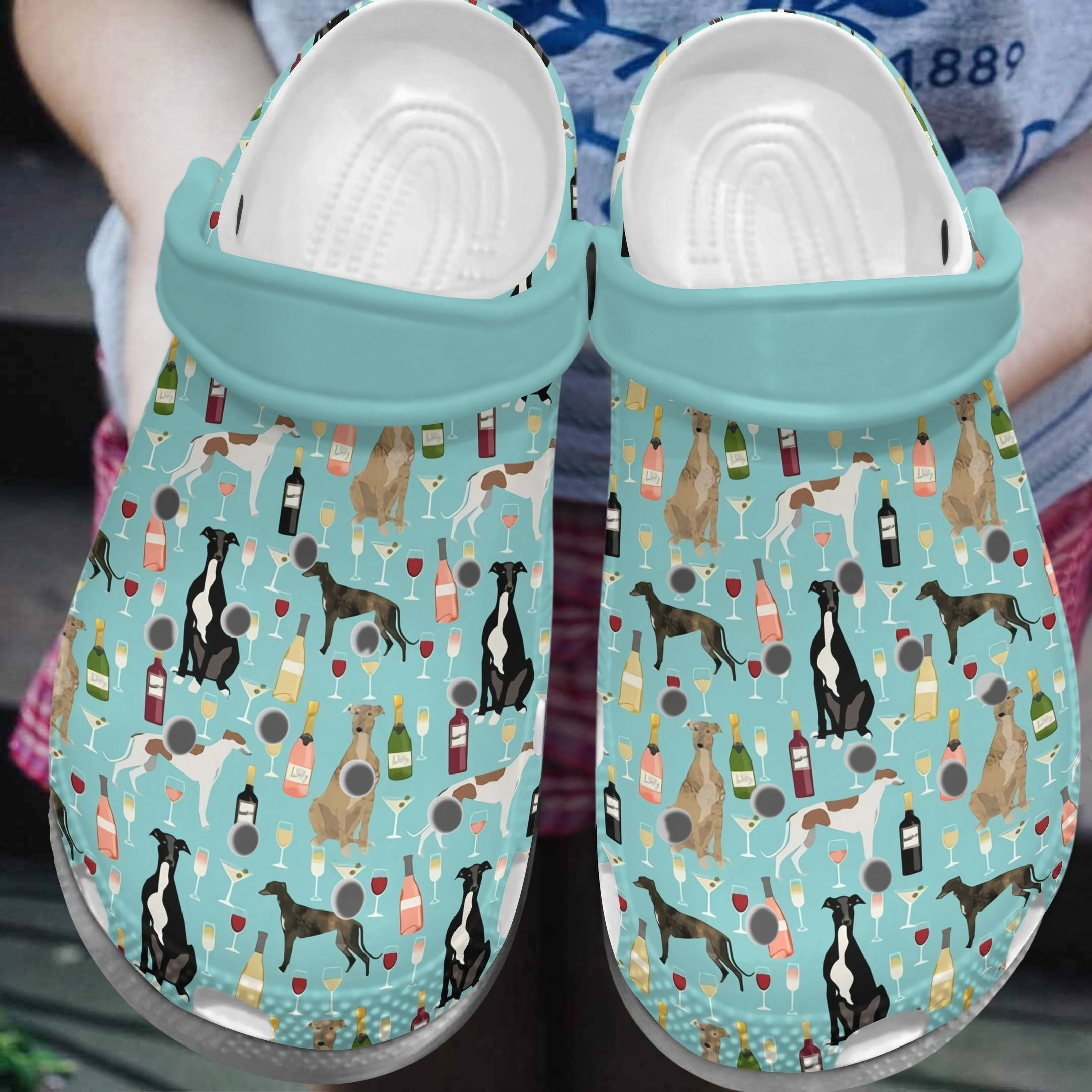 Drunk Greyhounds Shoes - Happy Animal With Wine Clog Birthday Gift