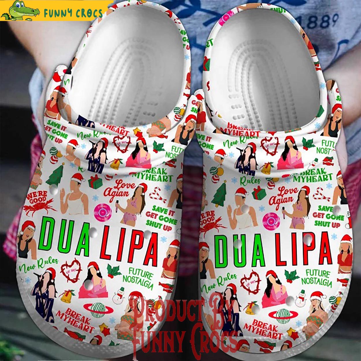 Dua Lipa Music Christmas Crocs Crocband Clogs Shoes Comfortable For Men Women and Kids