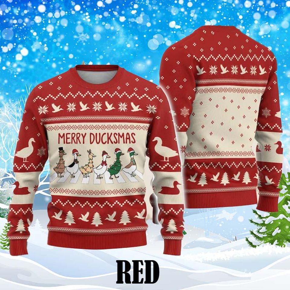 Duck Christmas Ugly Sweater, Merry Duckmas Sweatshirt,