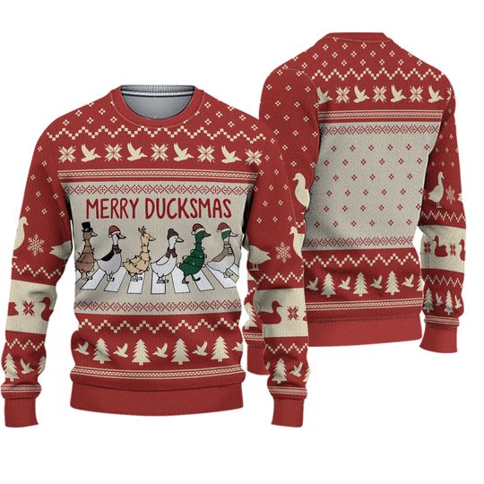 Duck Christmas Ugly Sweater, Merry Duckmas Sweatshirt, Funny Duck Christmas Shirt for Women, Animal Xmas Sweater, Funny Gift for Farmer - Image 2