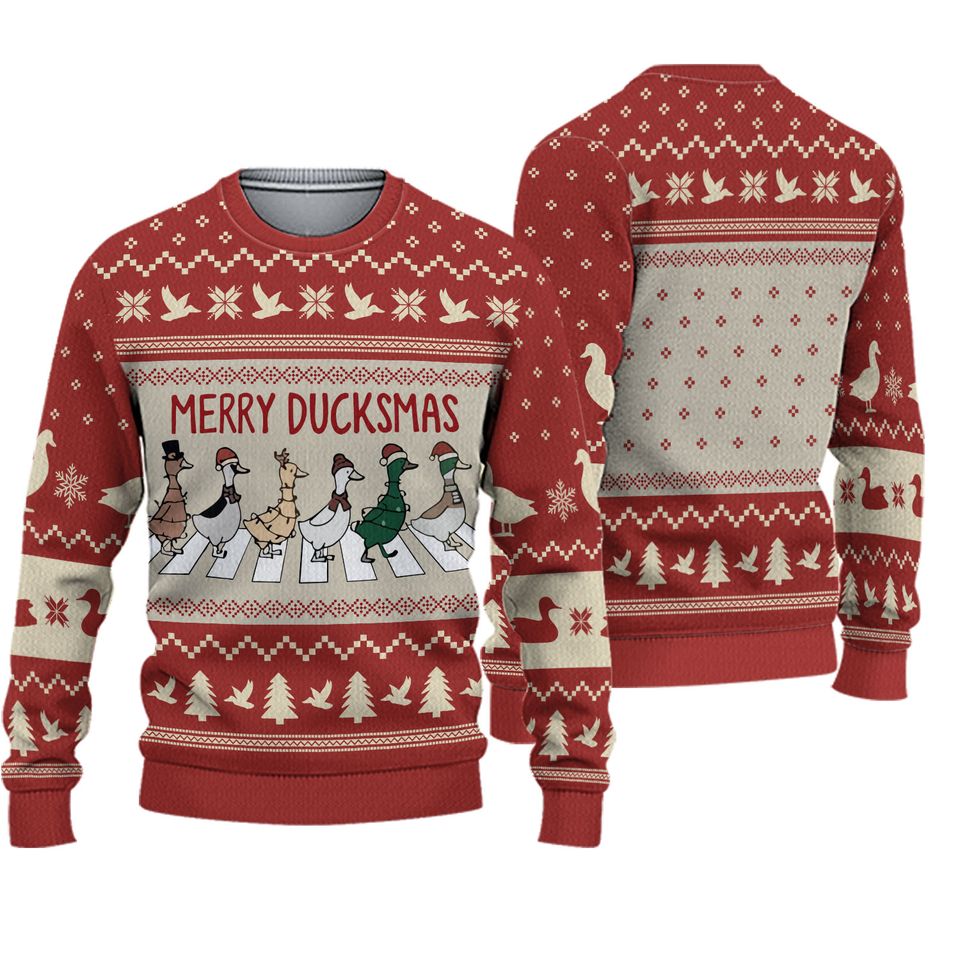 Duck Christmas Ugly Sweater, Merry Duckmas Sweatshirt, Funny Duck Christmas Shirt for Women, Animal Xmas Sweater, Funny Gift for Farmer