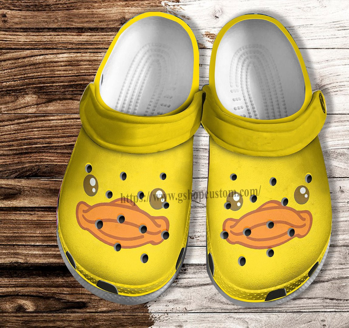Duck Face Yellow Shoes For Men Women - Funny Duck Speculum Face Croc Clogs Shoes Gift Birthday