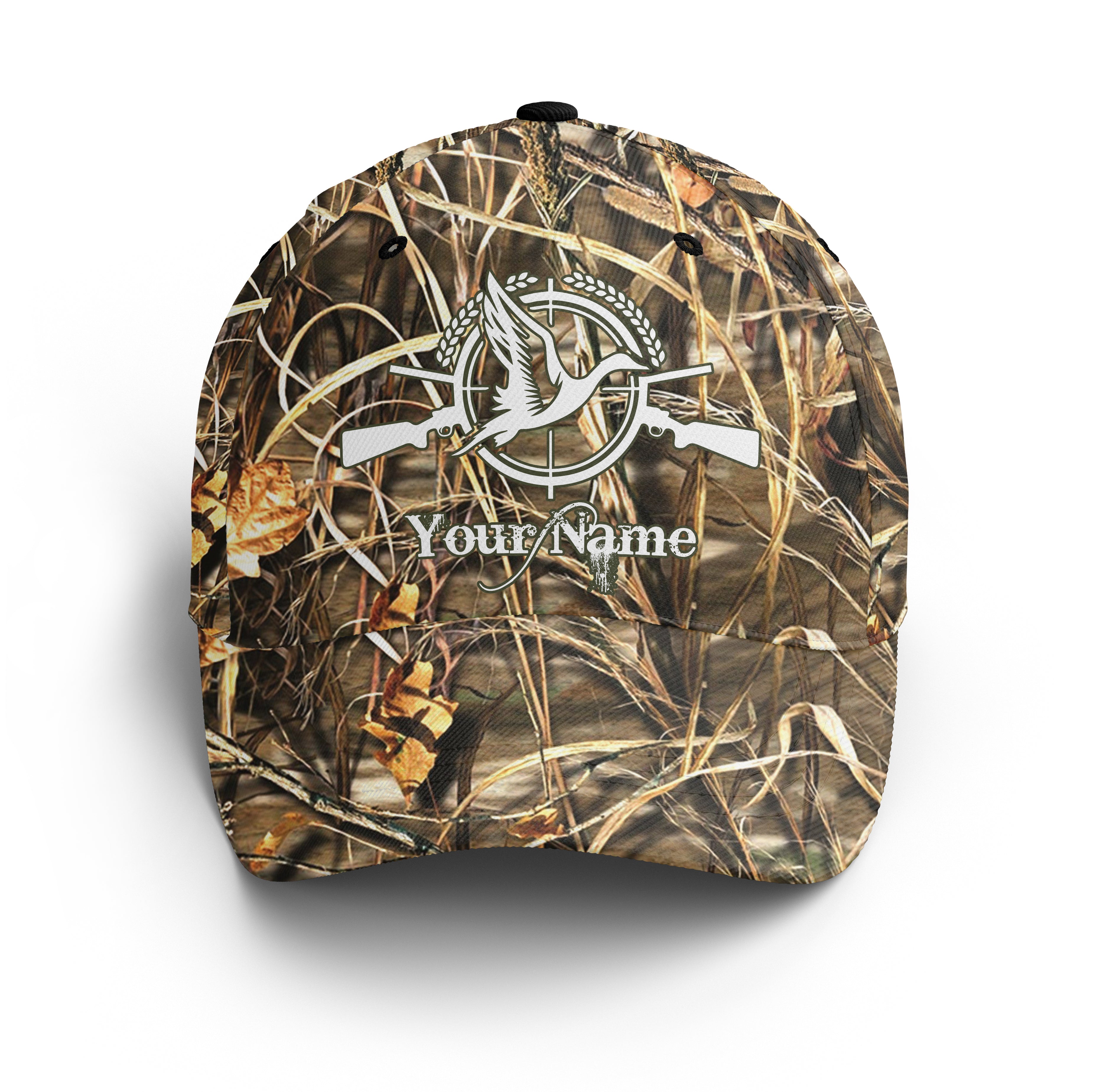 Duck Hunting Waterfowl Camo Custom Hunting Hat Adjustable Mesh Unisex Hunting Baseball Hat, Fishing Classic Cap Trucker Hats Custom Hats Gifts For Men & Women
