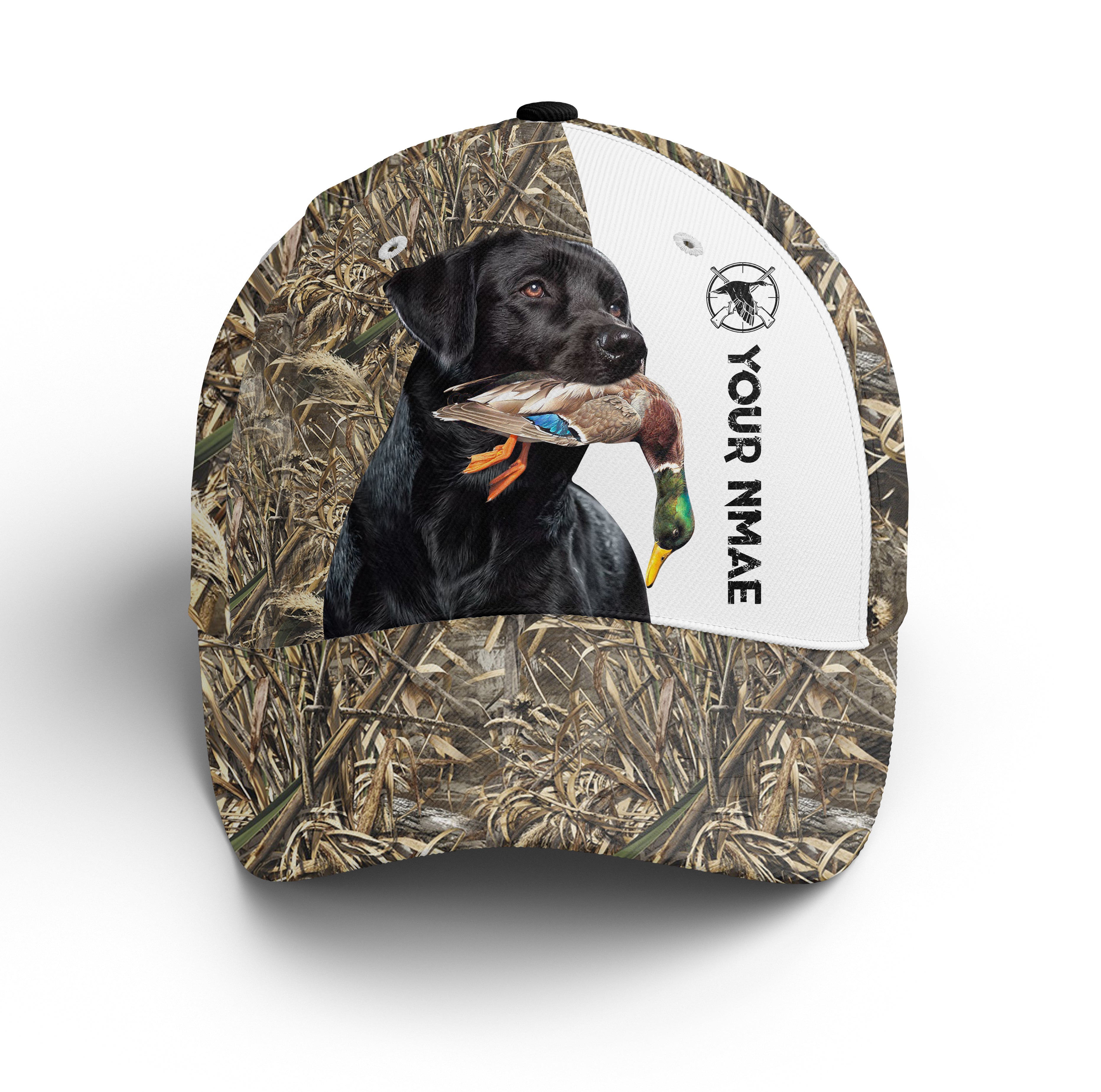 Duck Hunting With Black Labs 3D Camo Custom Name Hunting Hat Adjustable Mesh Unisex Hunting Baseball Hat, Fishing Classic Cap Trucker Hats Custom Hats Gifts For Men & Women