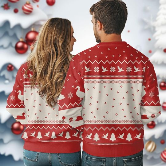 Duck Lights Christmas Ugly Sweater, Merry Duckmas Ugly Sweatshirt - Image 12