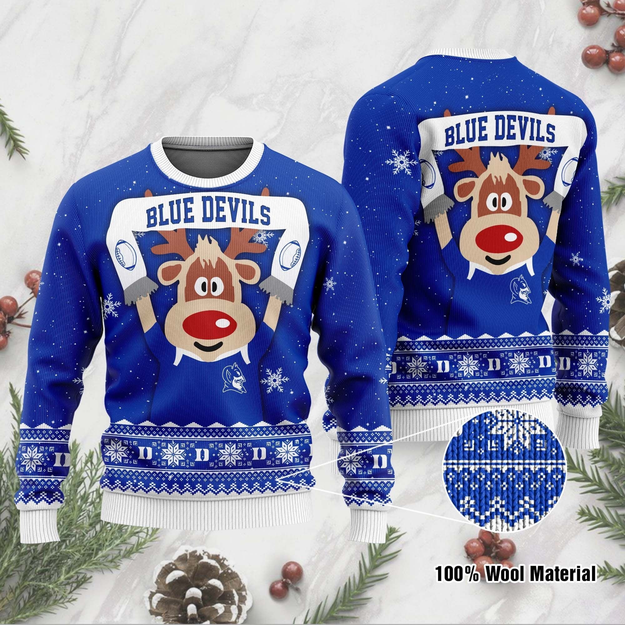 Duke Blue Devils Funny Ugly Christmas Sweater Adult 3D Funny Matching for family