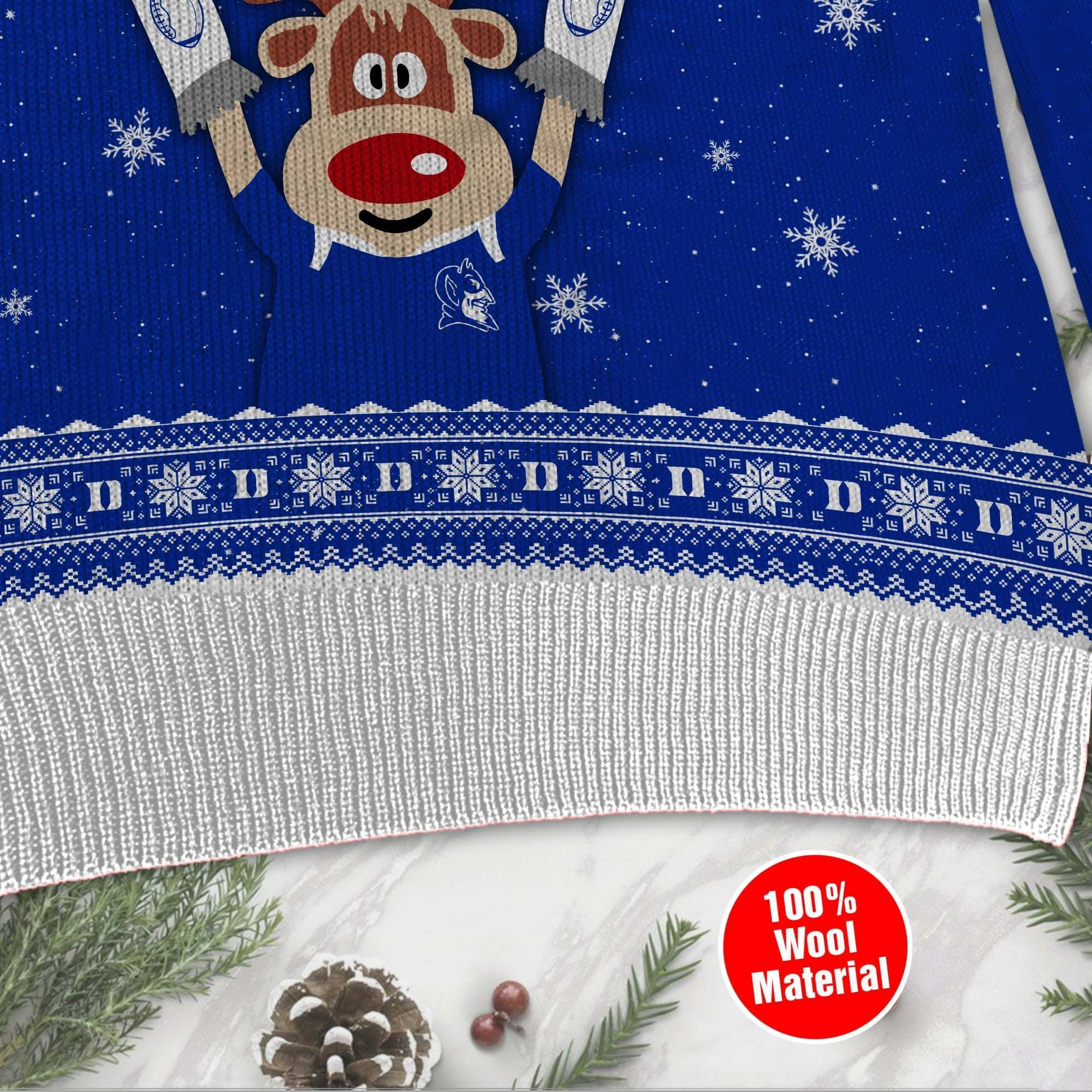 Duke Blue Devils Funny Ugly Christmas Sweater Adult 3D Funny Matching for family - Image 4