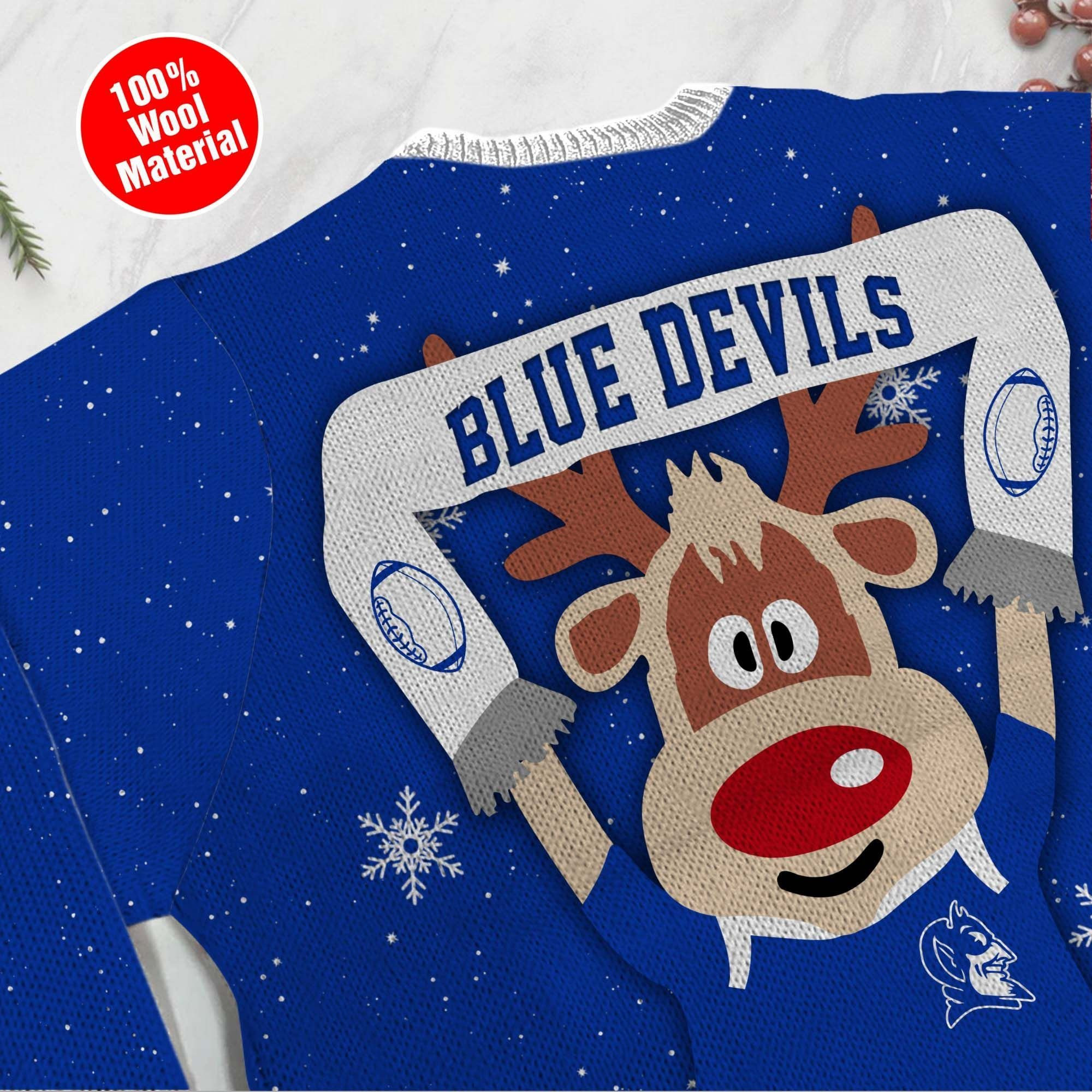 Duke Blue Devils Funny Ugly Christmas Sweater Adult 3D Funny Matching for family - Image 5