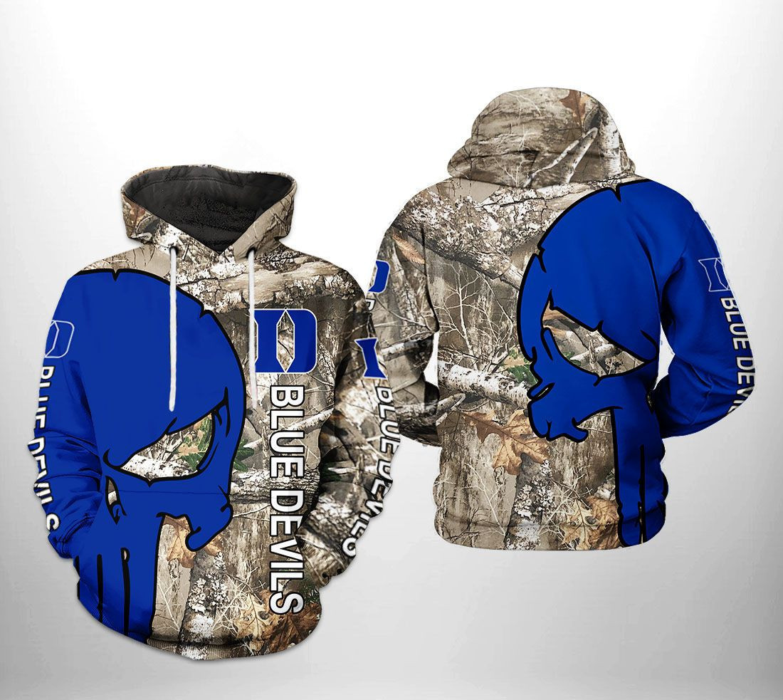 Duke Blue Devils NCAA Camo Veteran Hunting 3D All Over Print Hoodie, Zip Hoodie