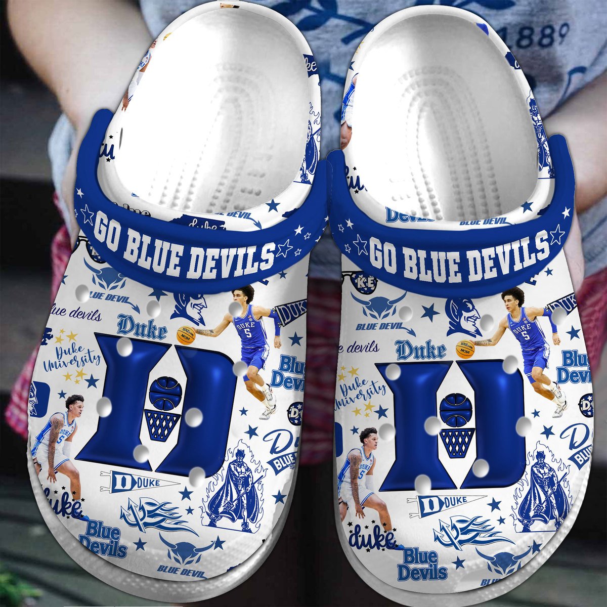 Duke Blue Devils NCAA Sport Crocs Crocband Clogs Shoes Comfortable For Men Women and Kids