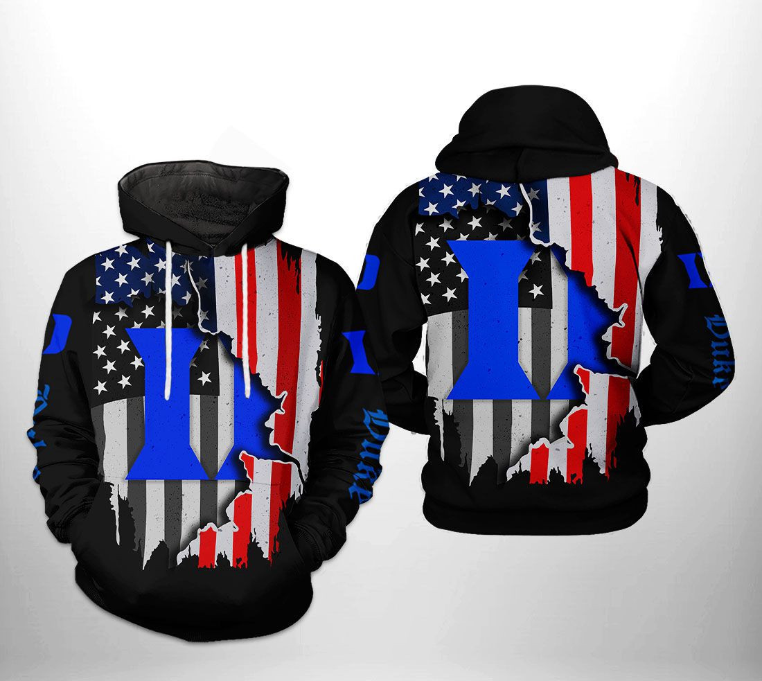 Duke Blue Devils NCAA US Flag 3D All Over Print Hoodie, Zip Hoodie