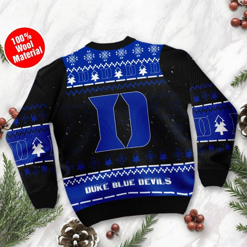Duke Blue Devils Snoopy Dabbing Ugly Christmas Sweater Adult 3D Funny Matching for family - Image 3