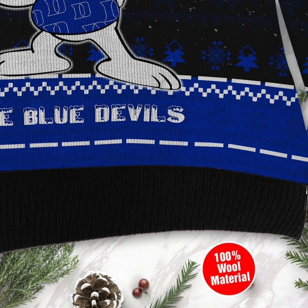 Duke Blue Devils Snoopy Dabbing Ugly Christmas Sweater Adult 3D Funny Matching for family - Image 4