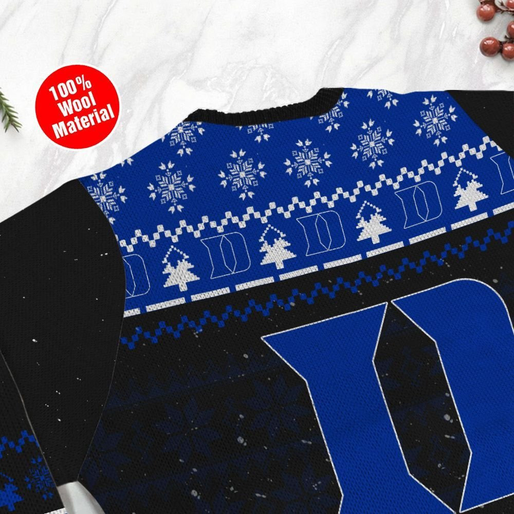 Duke Blue Devils Snoopy Dabbing Ugly Christmas Sweater Adult 3D Funny Matching for family - Image 5