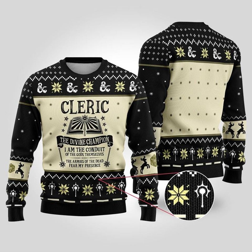 Dungeon Cleric Ugly Christmas Sweater, Dungeons And Dragons Christmas Sweatshirt