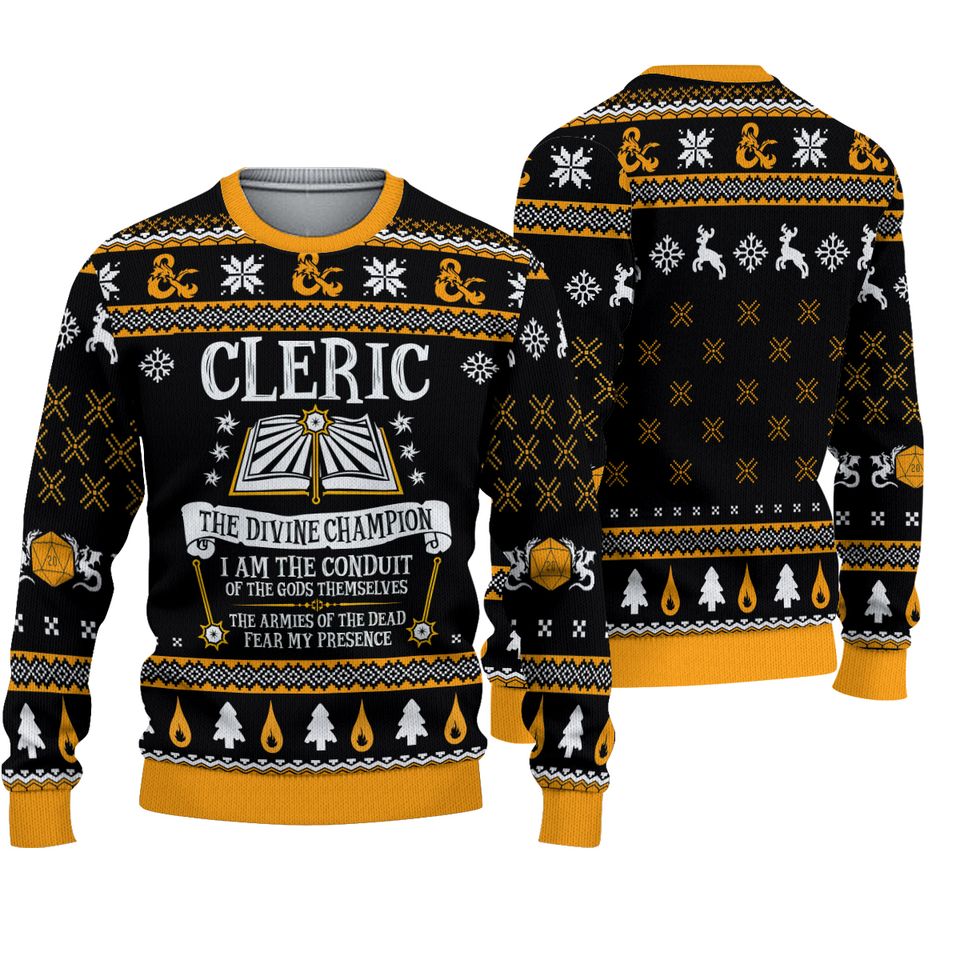 Dungeon Cleric Ugly Christmas Sweater,Dungeons And Dragons Christmas Sweatshirt