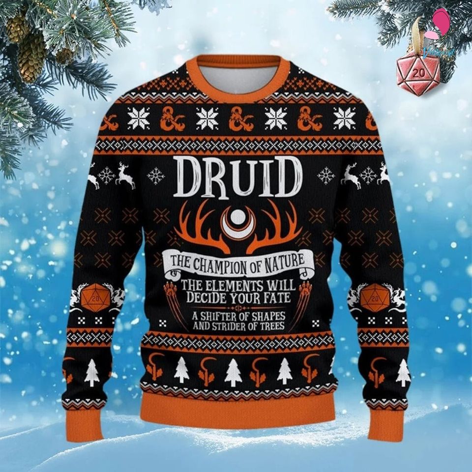 Dungeon Druid Ugly Christmas Sweater | Dungeons And Dragons Christmas Sweatshirt