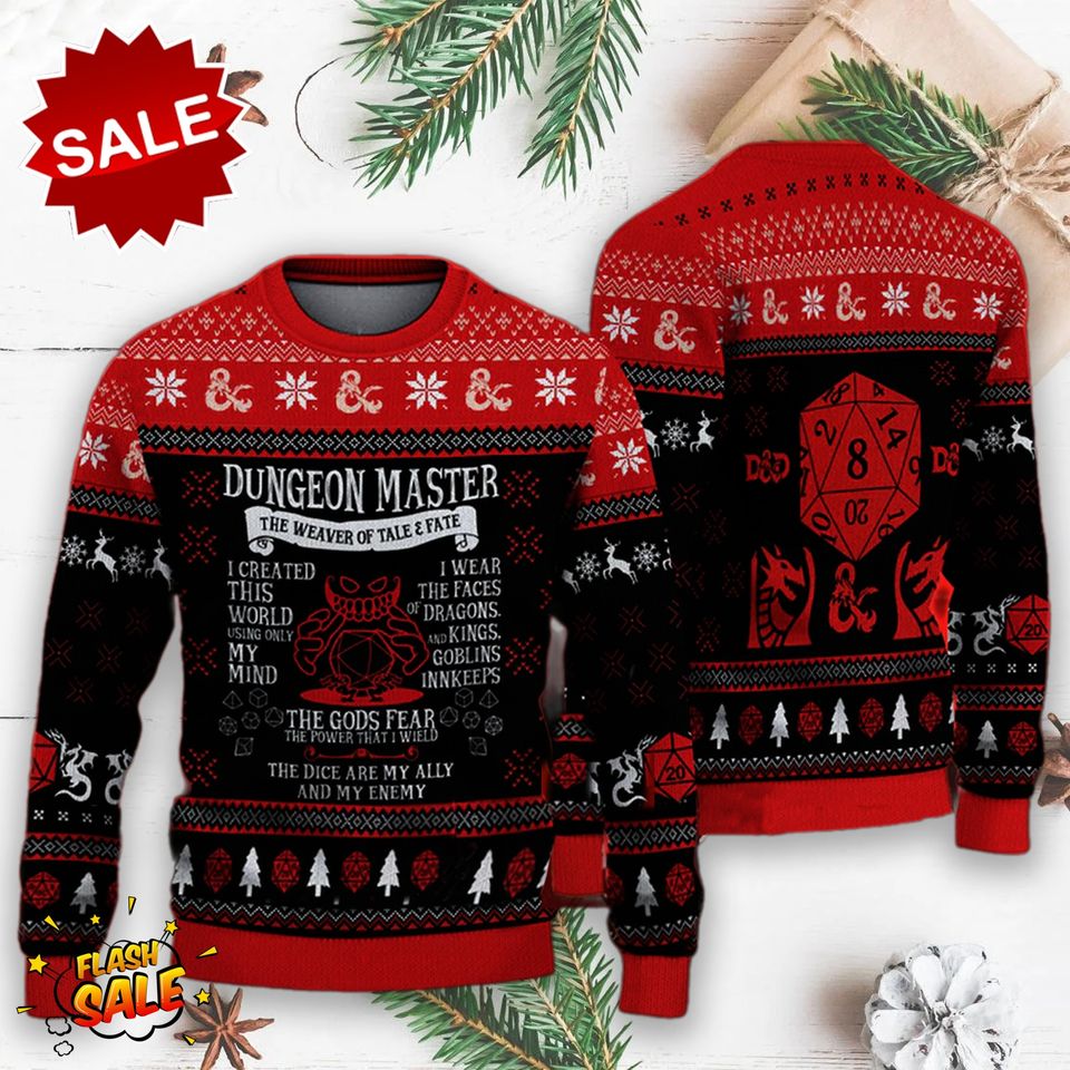 Dungeon Master Ugly Christmas Sweater, DnD  Outfit For Christmas