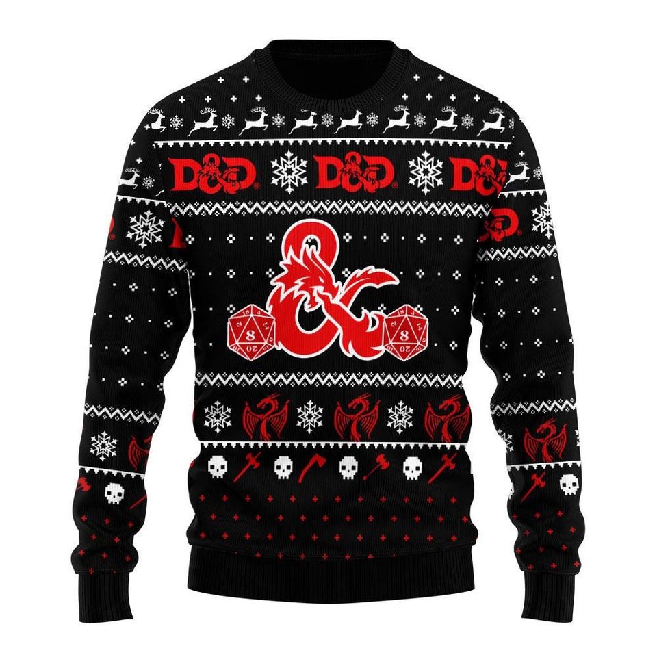 Dungeons & Dragons 3D Print Ugly Christmas Sweater, DnD Ugly Sweater