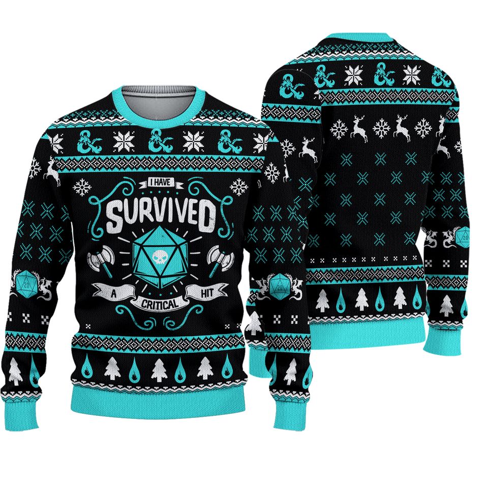 Dungeons & Dragons I Have Survived A Critical Hit Ugly Christmas