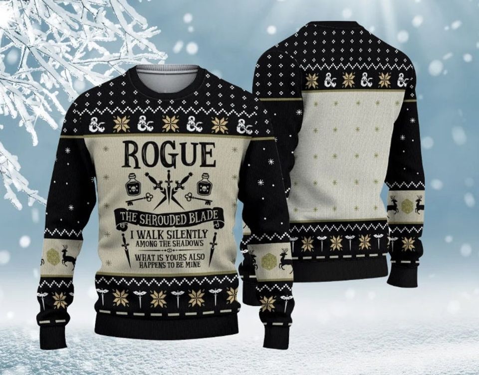 Dungeons & Dragons Rogue Ugly Christmas Sweater, Game Xmas Sweatshirt, Christmas Gift