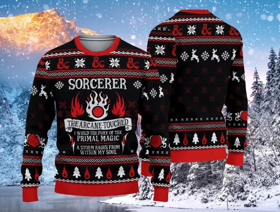 Dungeons & Dragons Sorcerer Ugly Christmas Sweater, Game Xmas Sweatshirt
