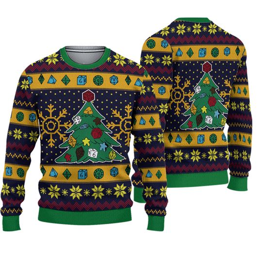 Dungeons And Dragons Dice Ugly Sweater, Rpg Pop Culture Christmas Ugly Sweatshirts - Image 4