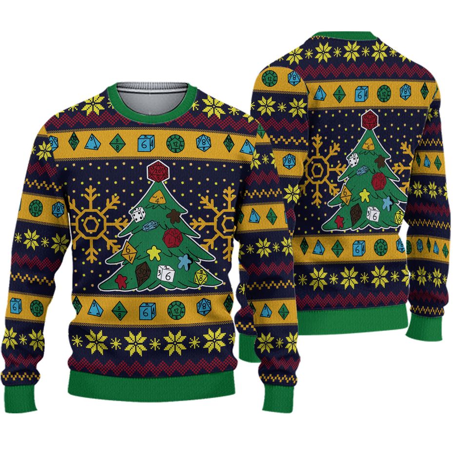 Dungeons And Dragons Dice Ugly Sweater, Rpg Pop Culture Christmas Ugly Sweatshirts - Image 2