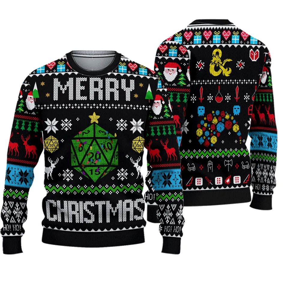 Dungeons And Dragons Merry Christmas 2023 Ugly Sweater