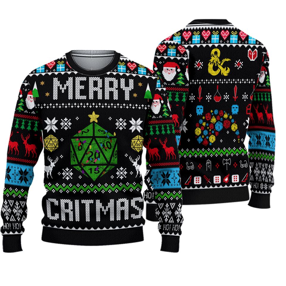 Dungeons And Dragons Merry Critmas Christmas Ugly Christmas Sweater