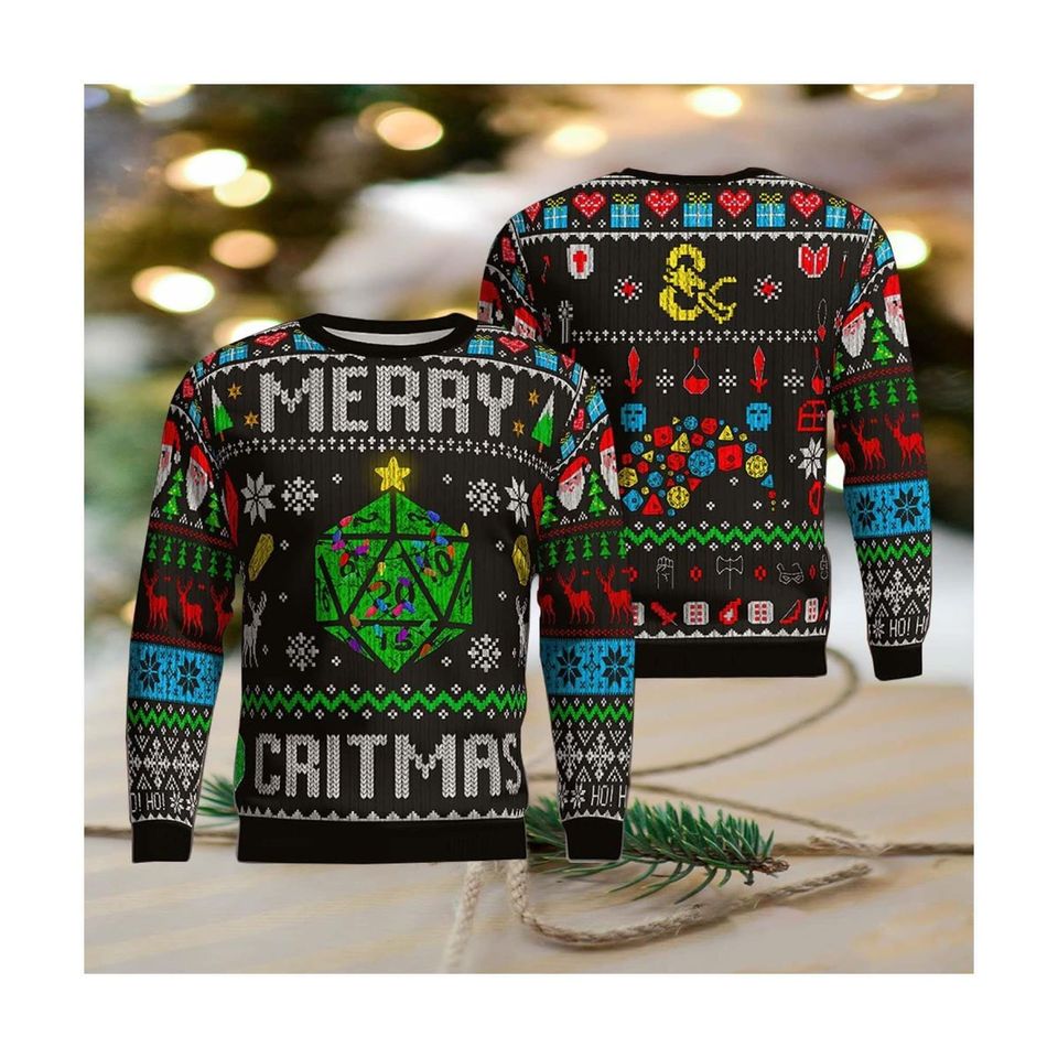 Dungeons And Dragons Merry Critmas Christmas Ugly Sweater