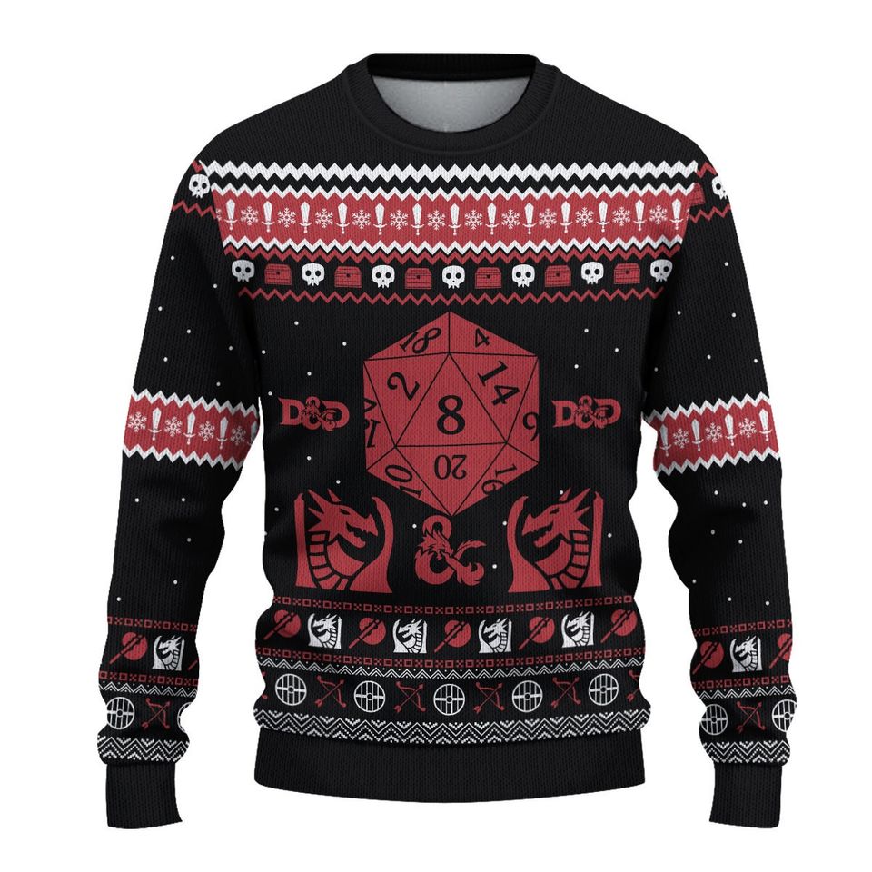 Dungeons And Dragons Ugly Christmas Sweater, Bearded Dragon Ugly Sweater