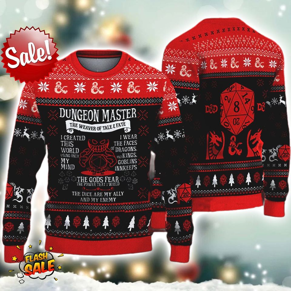 Dungeons And Dragons Ugly Christmas Sweater, DnD Ugly Sweater