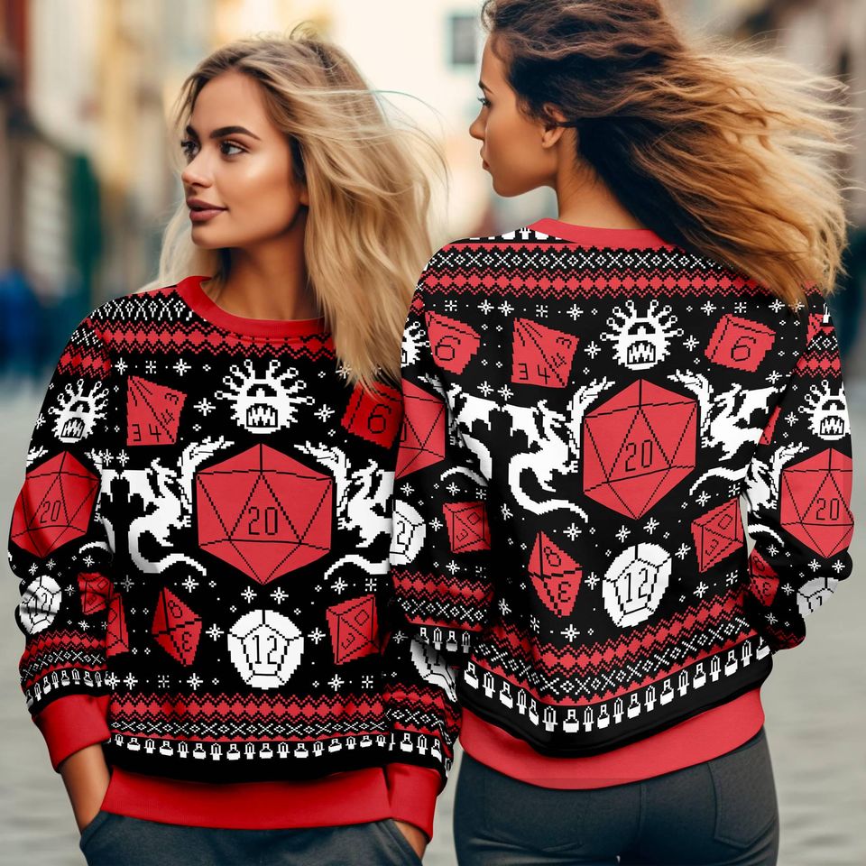 Dungeons And Dragons Ugly Christmas Sweater, Dungeons Master Ugly Sweater