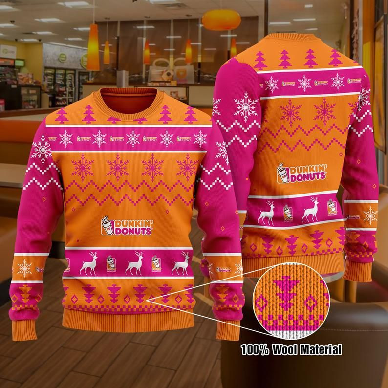 Dunkin Donut Ugly Christmas Sweater Adult 3D Funny Matching for family