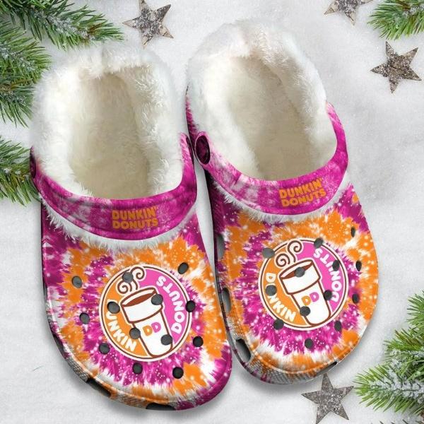 Dunkin's Donut Crocs Crocband Fleece Lined Clogs Shoes Comfortable For Men Women and Kids In Winter