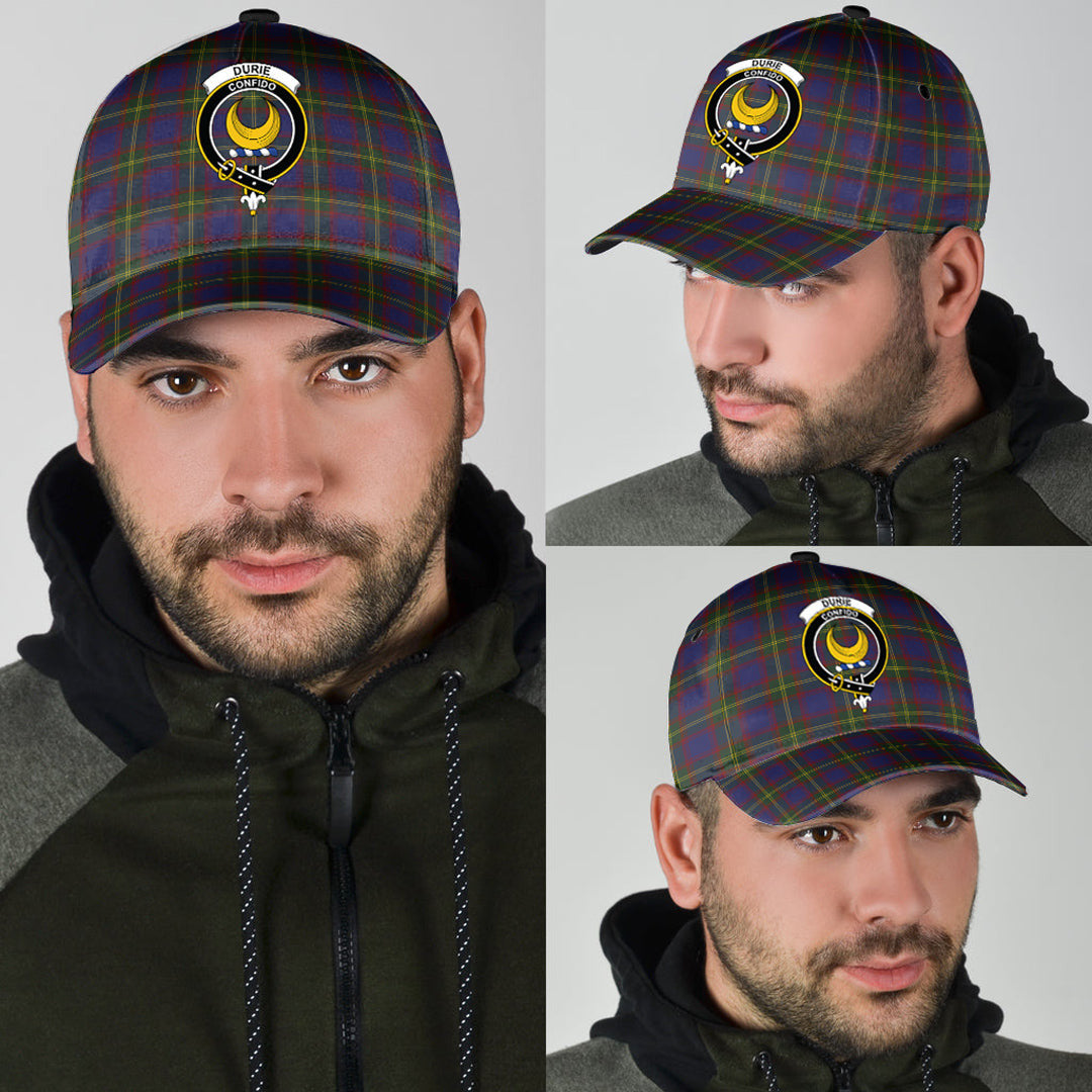 Durie Tartan Baseball Cap, Tartan Plaid Cap with Family Crest K23 Trucker Hats Custom Hats Gifts For Men & Women