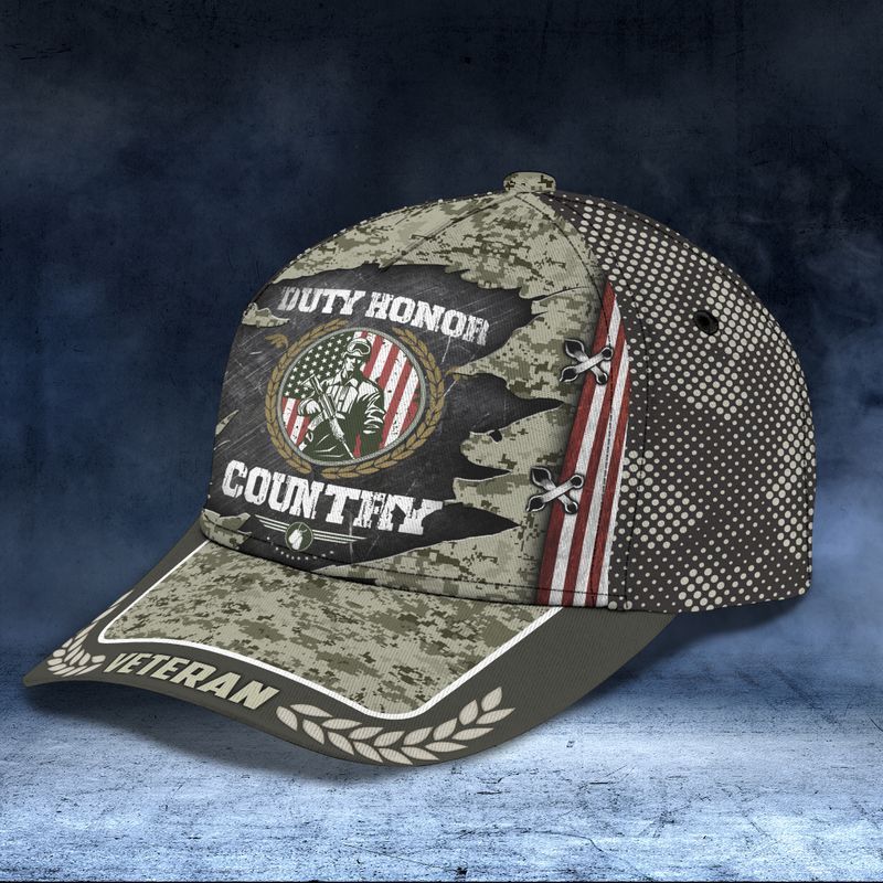 Duty Honor Country Veteran Classic Cap Baseball Cap Trucker Hats Custom Hats Gifts For Men & Women