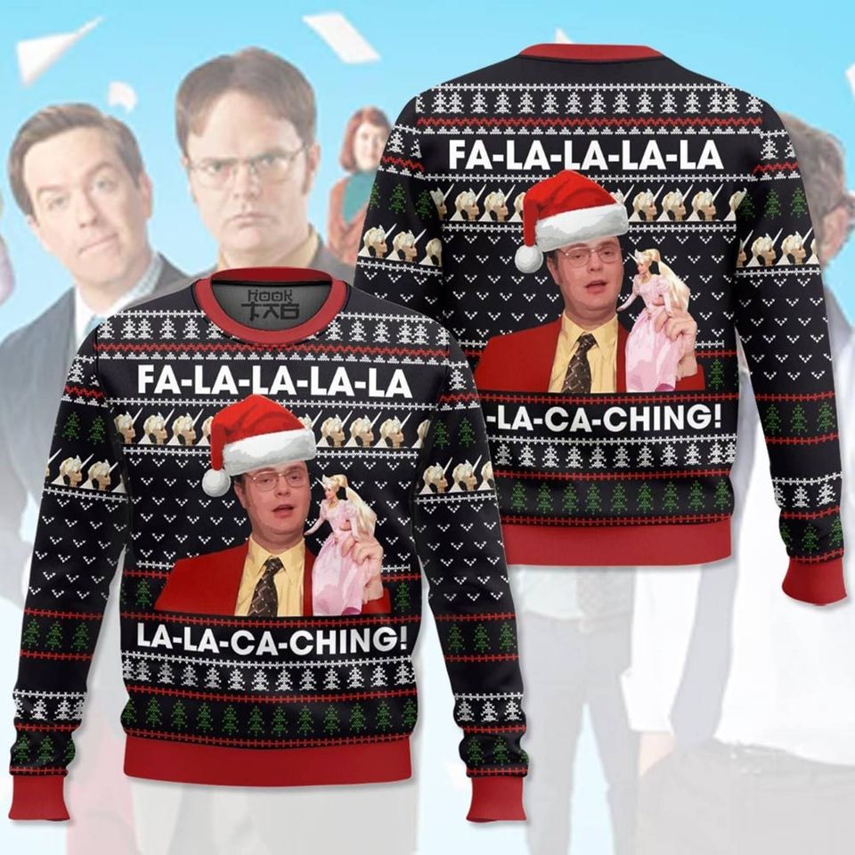 Dw Schrute The Office FA La La-Ca-Ching Christmas Ugly Sweater, The Office TV Show