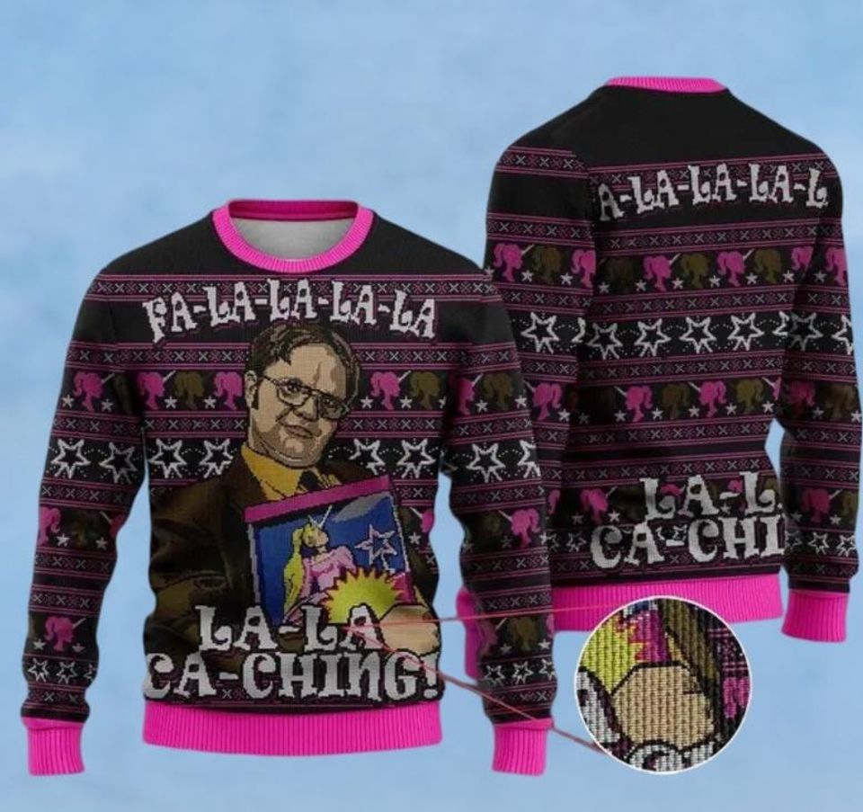 Dw Schrute Ugly Christmas Sweater, The Office Fa-La-La Christmas