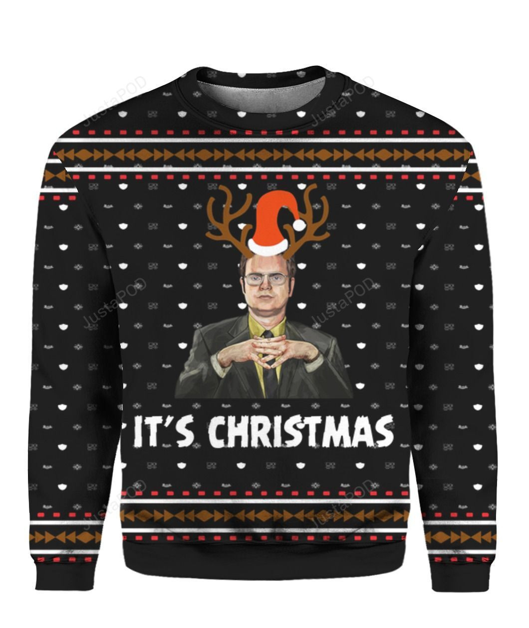 Dwight Schrute It?S Christmas Ugly Christmas Sweater Adult 3D Funny Matching for family