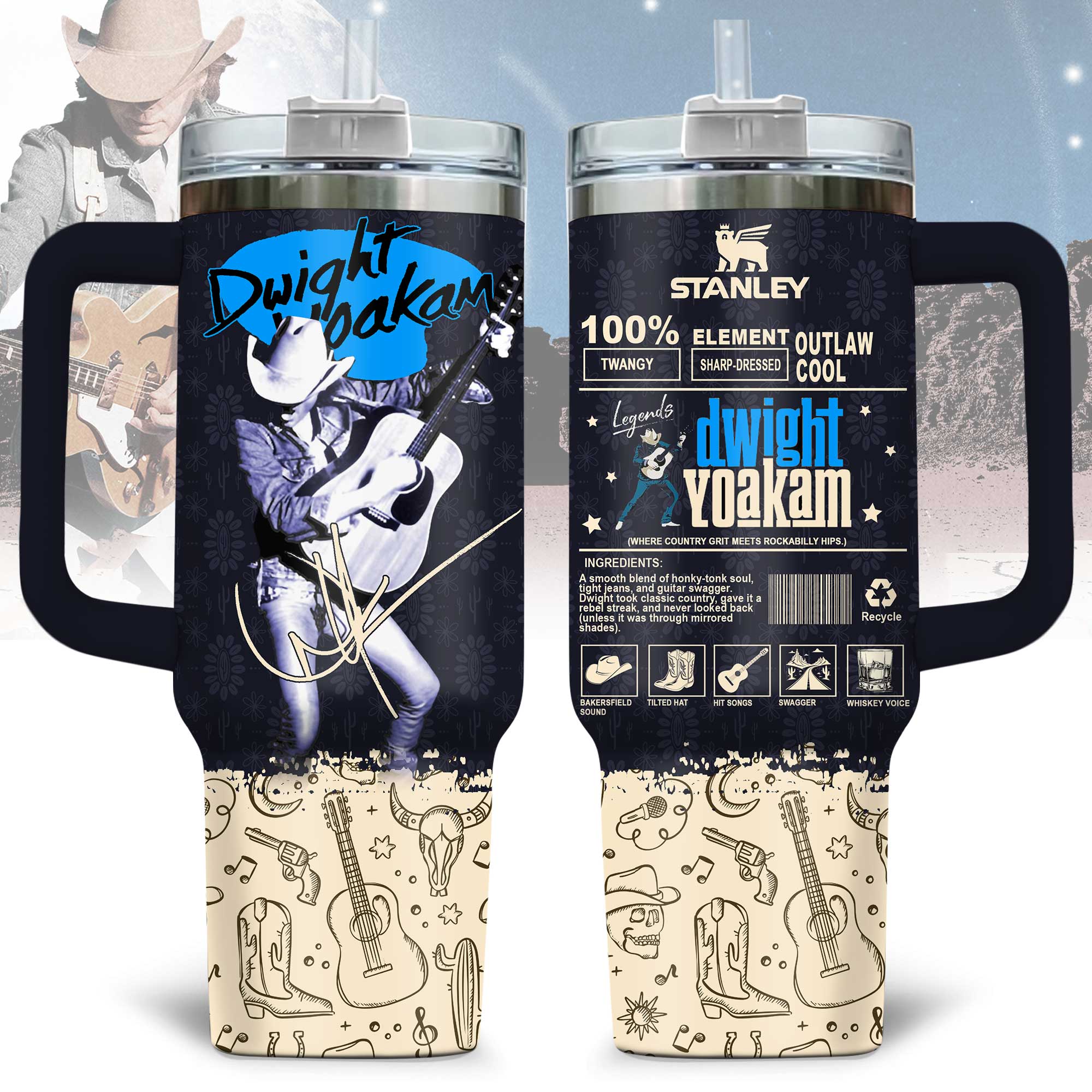 Dwight Yoakam Music Custom Stanley Cup 40 oz 30 oz Tumbler With HandleTVC2301172