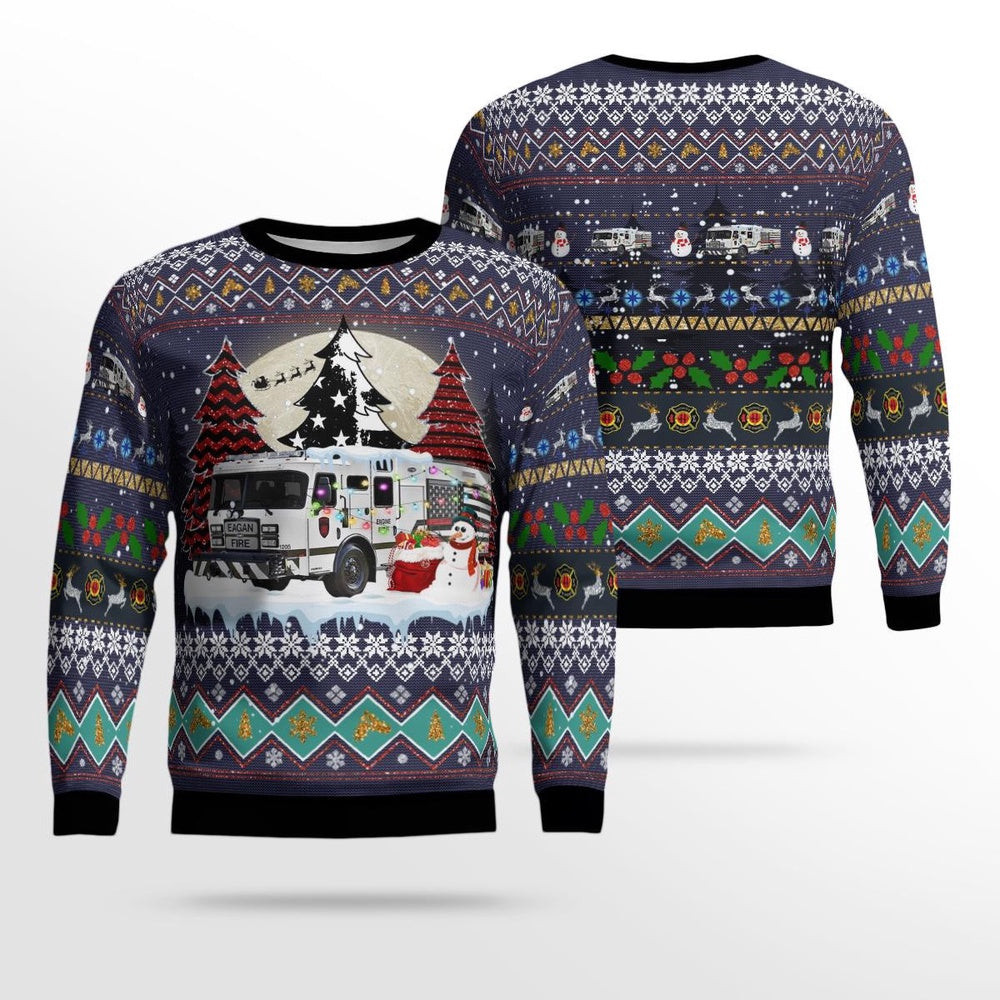 Eagan MN Fire Department Christmas AOP Ugly Sweater Xmas Unisex Sweater Christmas Gifts For Men Women