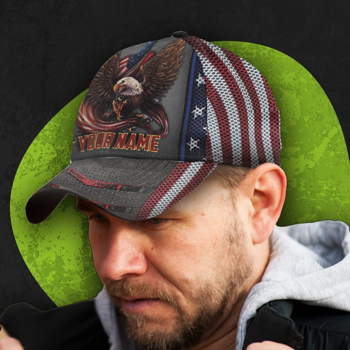 Eagle Ameriacan Custom Name Baseball Cap - Christian Hats for Men and Women Trucker Hats Custom Hats Gifts For Men & Women
