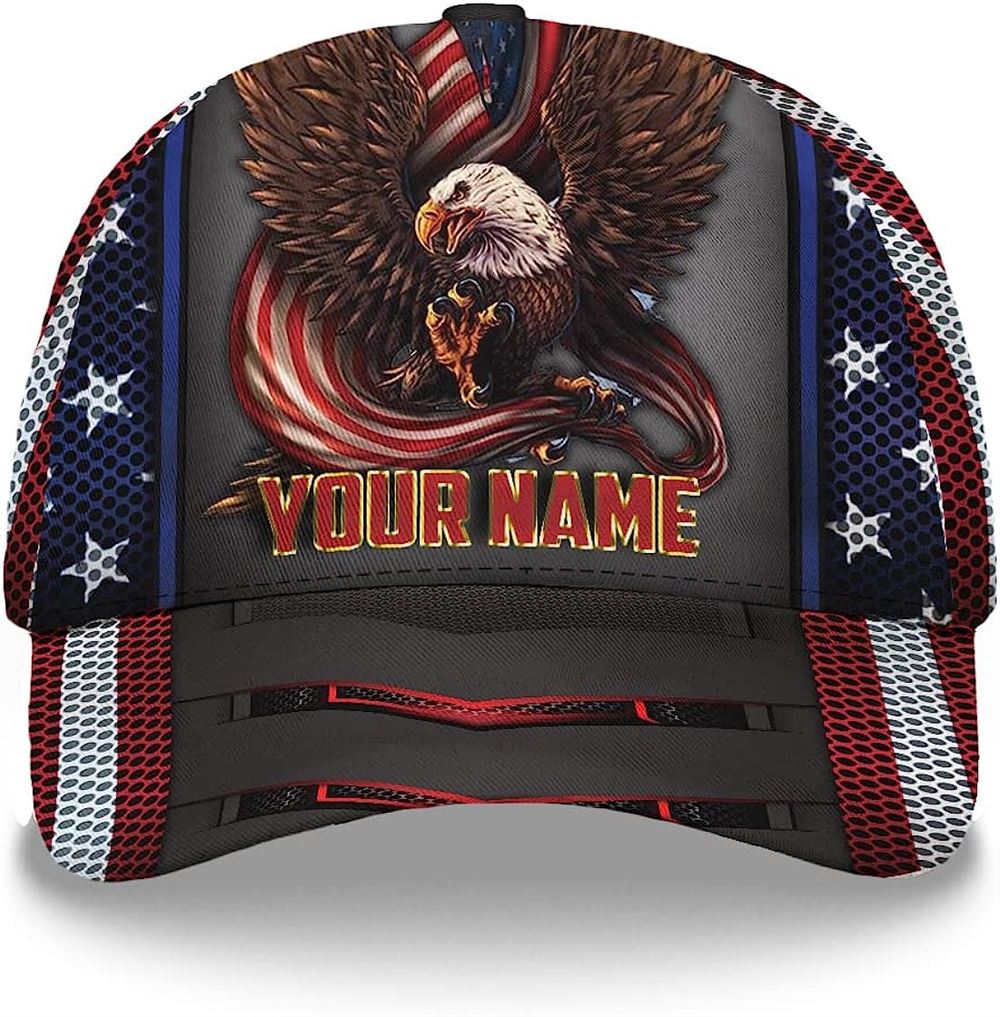 Eagle Ameriacan Custom Name Baseball Cap, Christian, Jesus Hat Trucker Hats Custom Hats Gifts For Men & Women