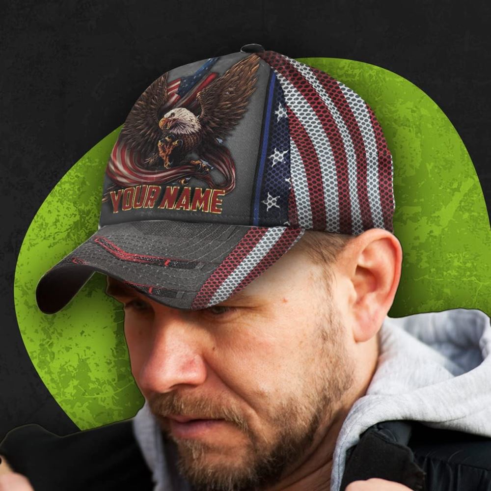 Eagle Ameriacan Custom Name Baseball Cap, Christian, Jesus Hat Trucker Hats Custom Hats Gifts For Men & Women