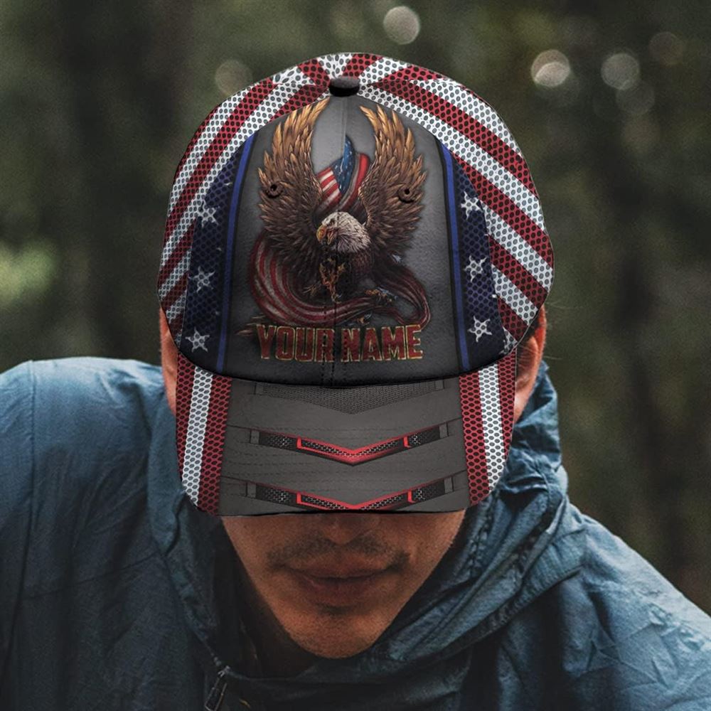 Eagle Ameriacan Custom Name Baseball Cap, Christian, Jesus Hat Trucker Hats Custom Hats Gifts For Men & Women