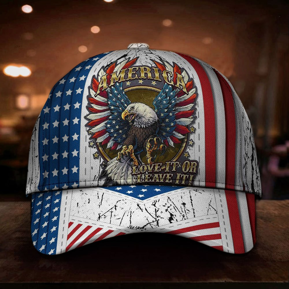 Eagle America Love It Or Leave It Hat Patriotic American Eagle Baseball Cap For Patriots Trucker Hats Custom Hats Gifts For Men & Women