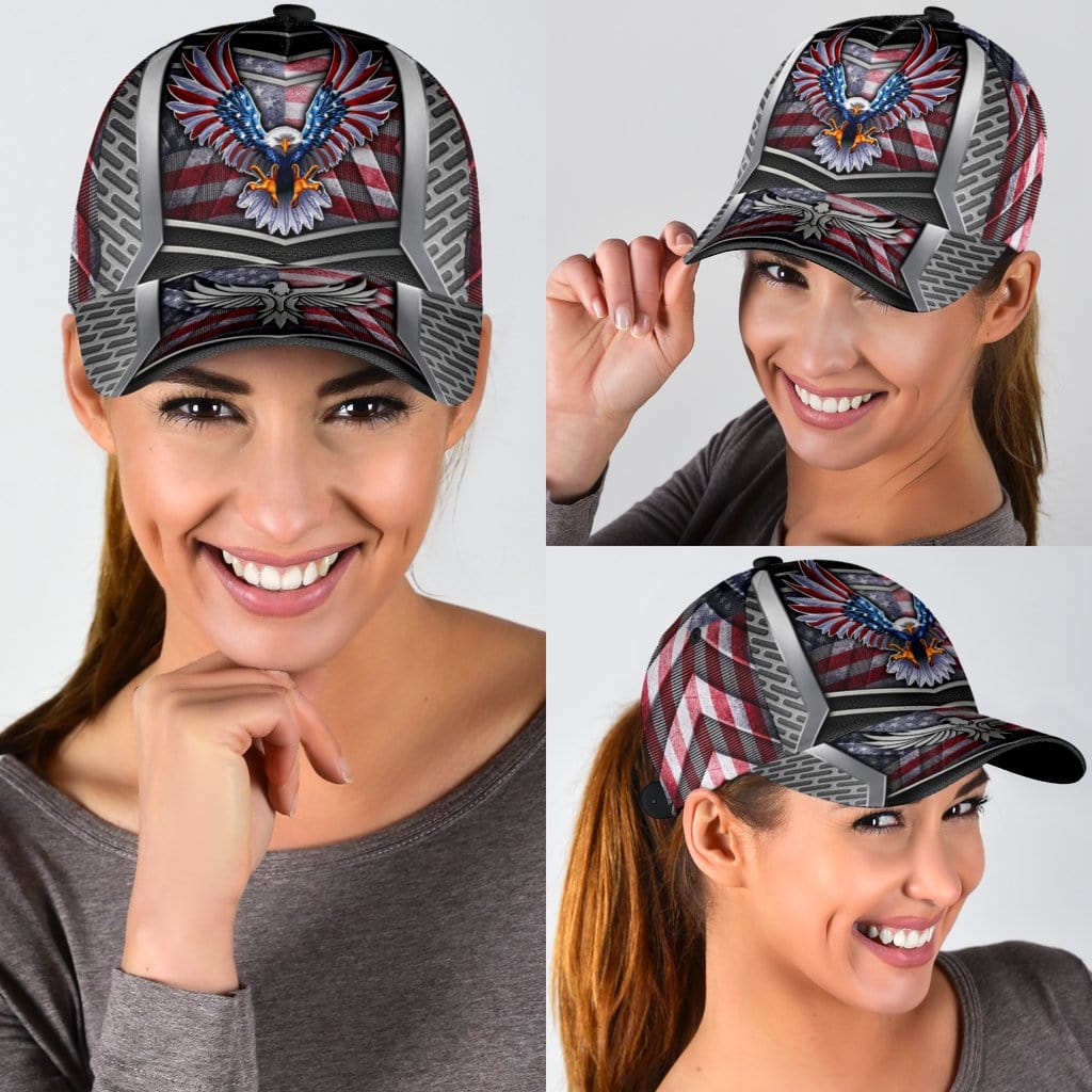Eagle Baseball Cap Eagle American Flag Black Classic Hat Trucker Hats Custom Hats Gifts For Men & Women