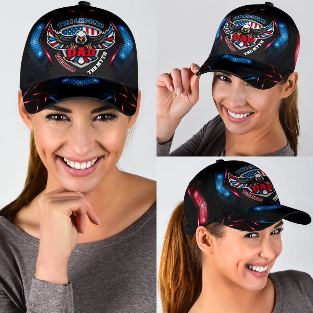 Eagle Baseball Cap Eagle Dad Man Myth Legend Classic Hat Trucker Hats Custom Hats Gifts For Men & Women